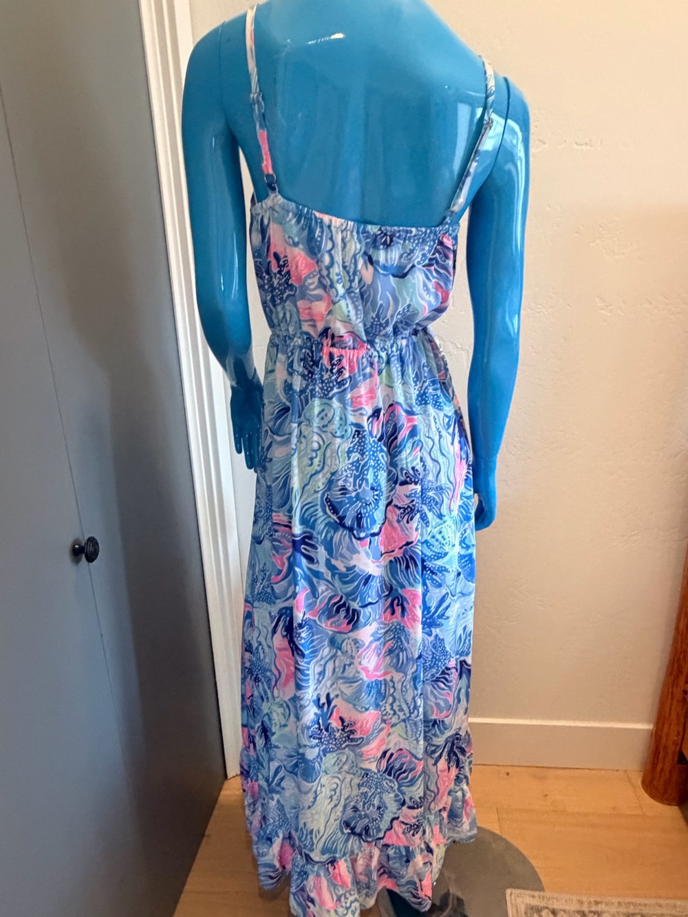 Lilly Pulitzer Mareena Maxi Dress Saltwater Blue Shade Seekers - Picture 3 of 5